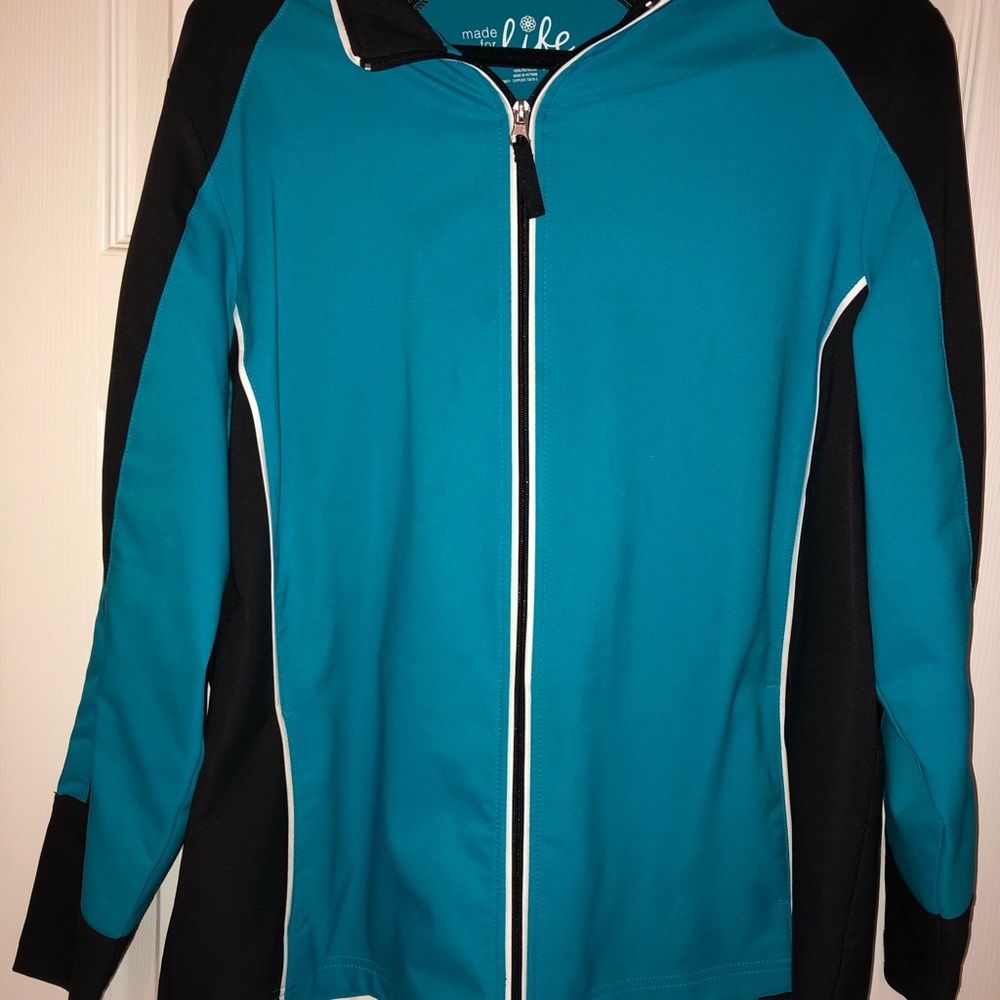 Turquoise and black light weight jacket. Like new!